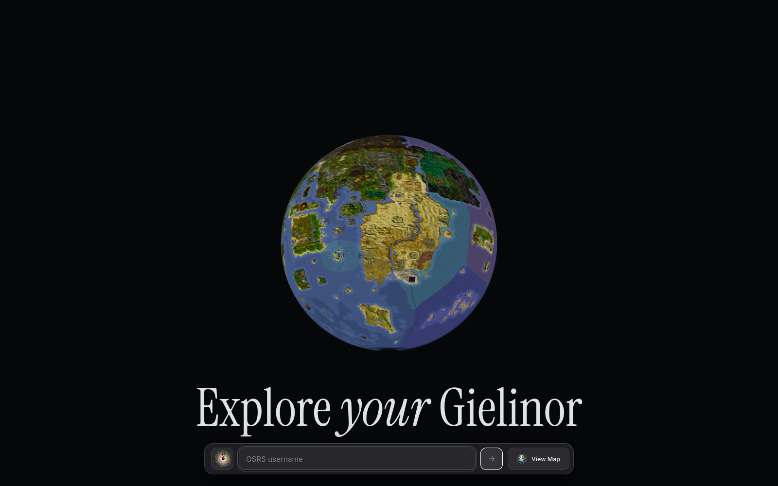 The Observatory showing Gielinor wrapped onto a globe.